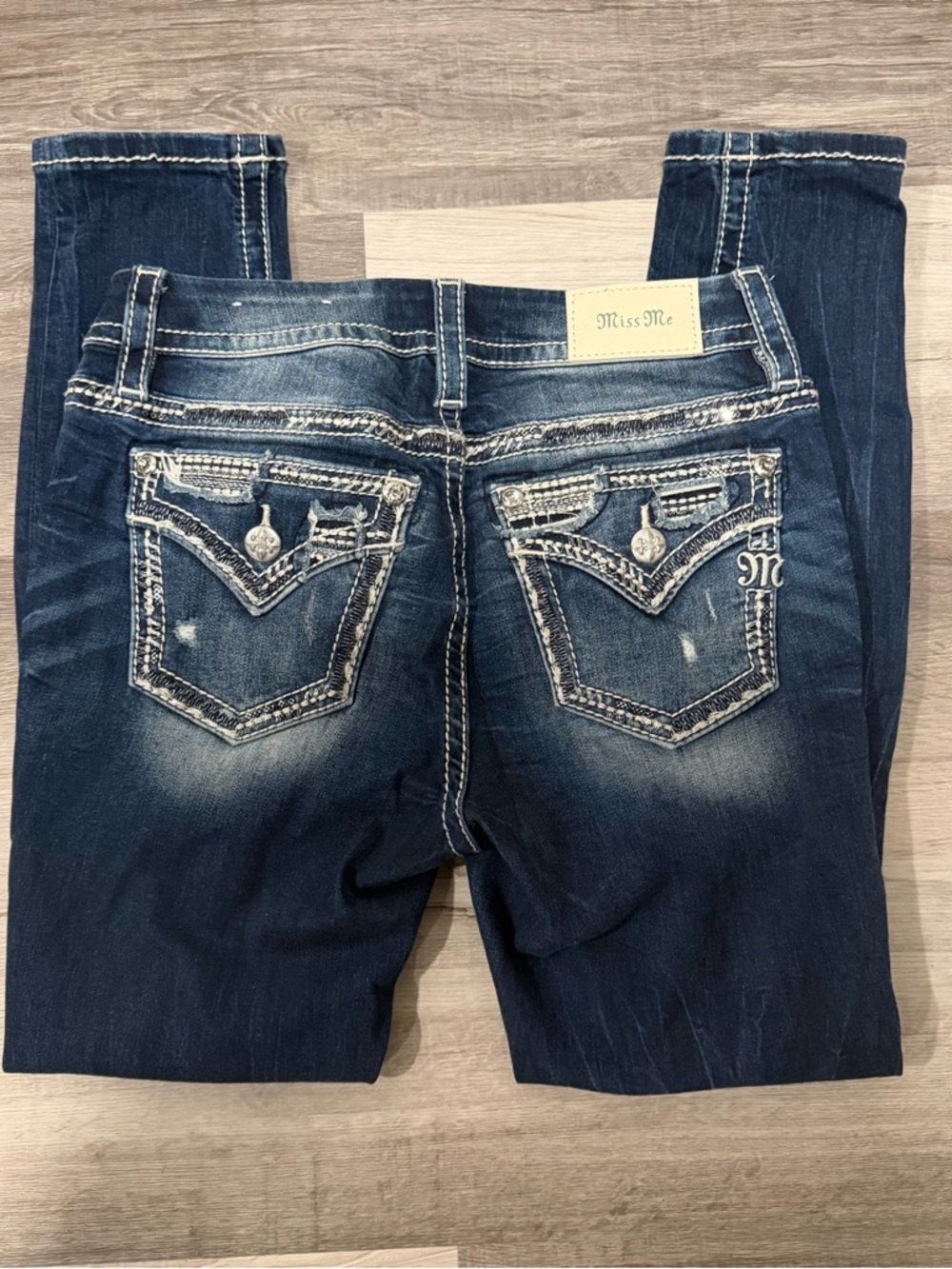 Miss Me Womens Curvy Ankle Skinny Jeans Distressed Flap Pockets Size 26 - Picture 9 of 10